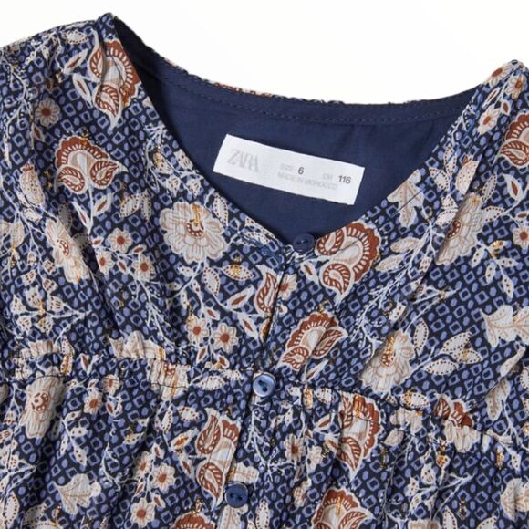 ZARA Kids | Blue | DRESS WITH RUCHING - Picture 3 of 11